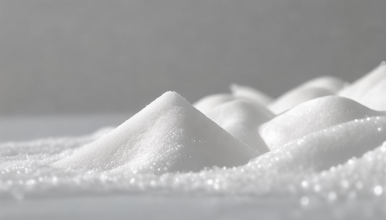 White refined sugar in large polypropylene bags stacked neatly for export